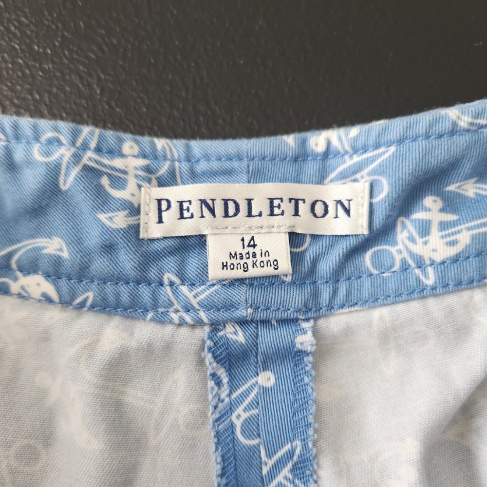 Vintage 90s Pendleton Anchor Print Pants Sz 14 Blue White Novelty Capri‎ Coastal - Picture 10 of 15